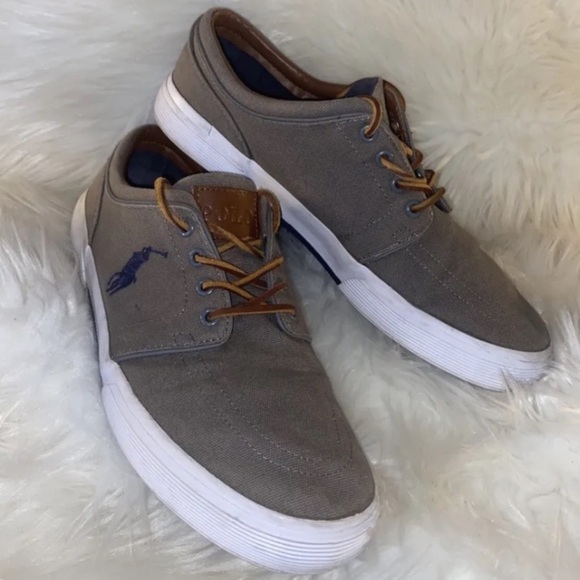 Polo Ralph Lauren Other - Polo Ralph Lauren Faxon Low Gray Canvas Sneakers Embroidered Pony Men’s Sz 10 D